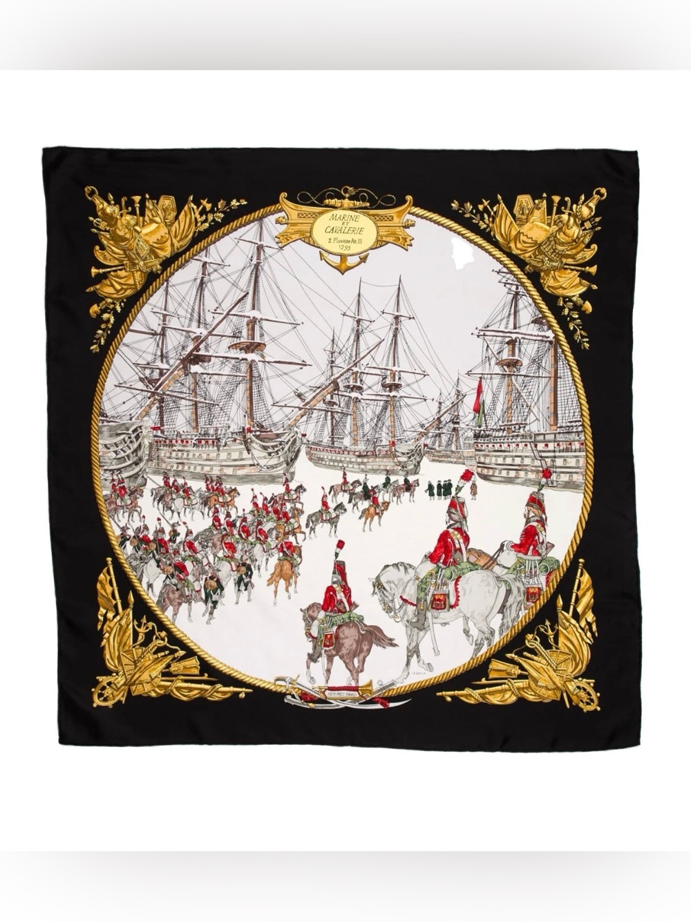 Hermès Paris “Marine et Cavalerie” Silk Scarf